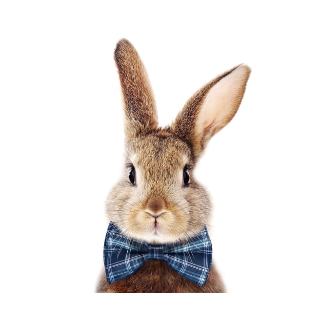 Brown Bunny With Blue Bowtie, Blue Nursery, Baby Animals Art Print by Synplus by Synplus