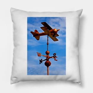 Biplane weather vane Pillow