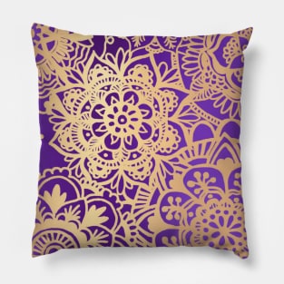 Purple and Gold Mandala Pattern Pillow