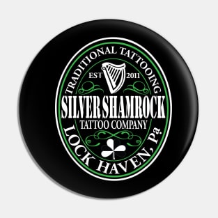 Silver Shamrock Tattoo Company Irish Stout Logo Pin