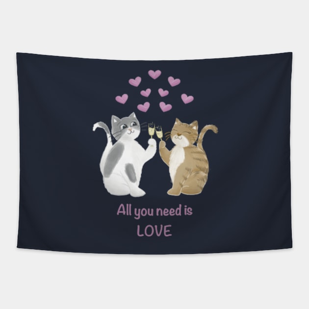 All you need is love cats Tapestry by AbbyCatAtelier