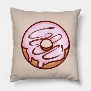 Strawberry Frosted Chocolate Drizzle Sweet Donut Pillow