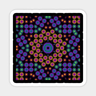 Spiral Swirls Kaleidoscope | Hexagon Neon Rainbow Magnet