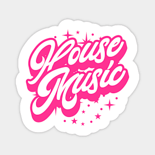 HOUSE MUSIC  - Signature And Stars (White/Pink) Magnet