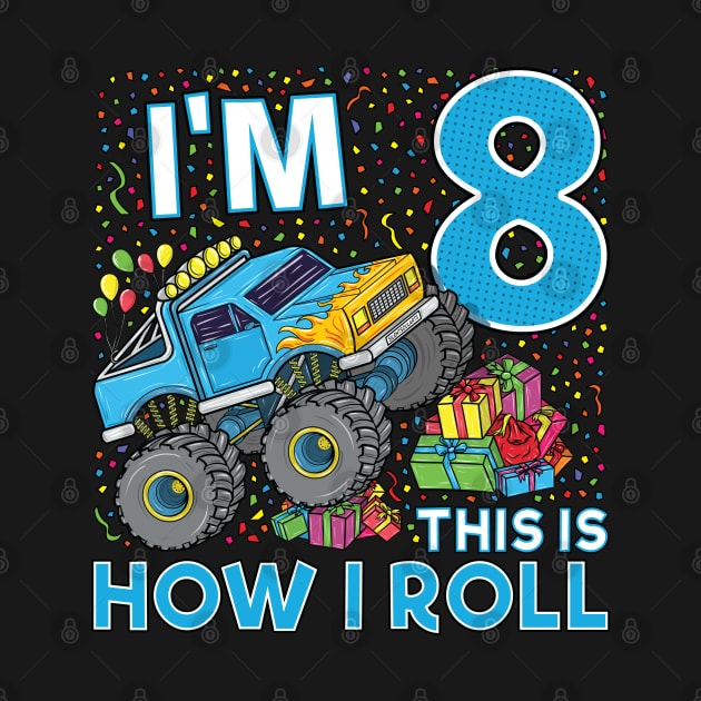 8th Birthday Monster Truck Party Gift 8 Year Old Boy by silentsoularts