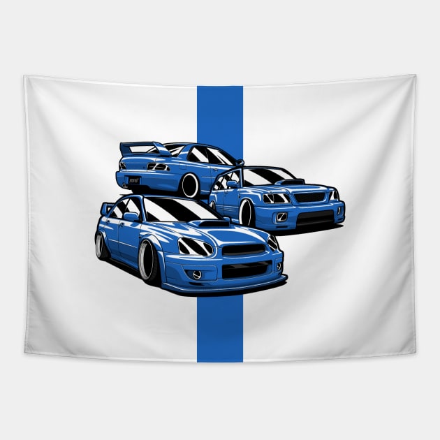 Blue WRX STI JDM Legends Tapestry by KaroCars