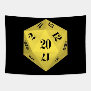 Yellow 20-Sided Dice Design Tapestry