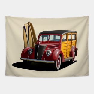 1937 Ford Woody Station Wagon in maroon Tapestry