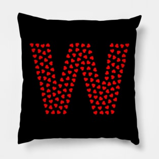 Letter W Heart Shape Initial Pillow