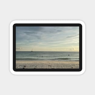 Scenic Beach with Sailboat Magnet