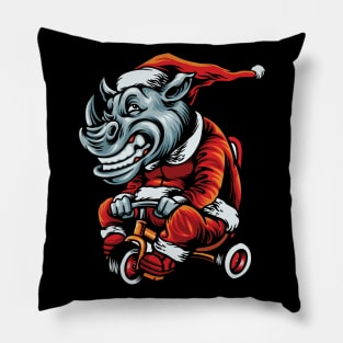 Rhino Santa Claus Christmas Gift Pillow