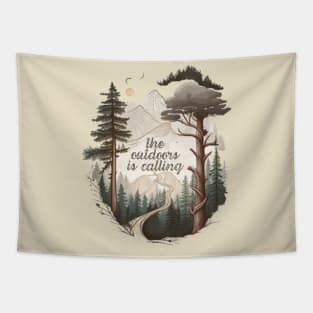 The outdoors is calling, Go Outside, hiking, nature, camping, outdoors, Tapestry