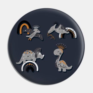 Cute dinosaur illustration with astrology elements Pin