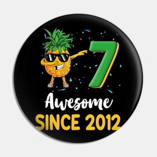 7th Birthday Pineapple Dabbing 7 Years Old Pin