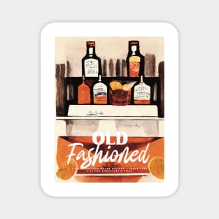 Old Fashioned Retro Poster Homebar Bar Prints, Vintage Drinks, Recipe, Wall Art Magnet