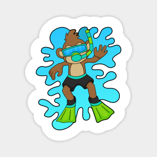 Monkey as Diver with Snorkel Magnet