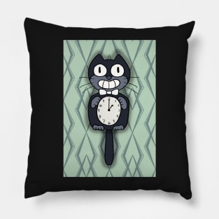 creepy cat clock Pillow