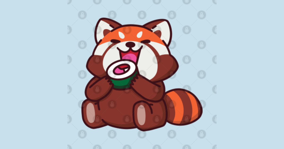 Red Panda Eating Sushi - Red Panda Eating Sushi - T-Shirt | TeePublic