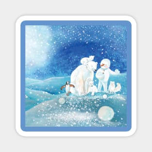 Arctic Animals and Snowman Magnet