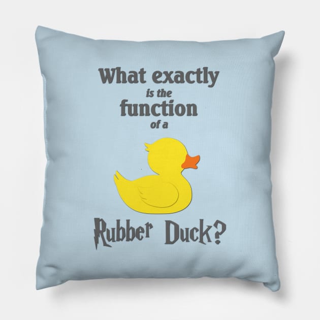 What Exactly is the Function of a Rubber Duck? Pillow by OutlineArt