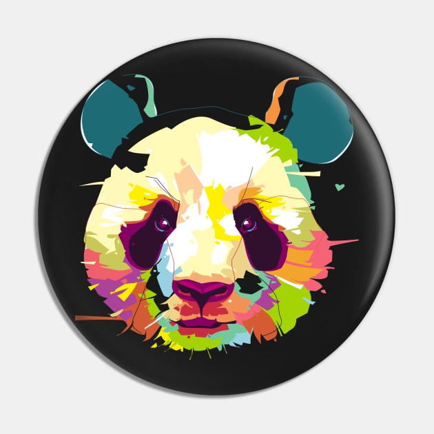 Panda - Animal Life - Popart Portrait Pin by JakeRhodes