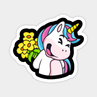 Cute Unicorn With Flowers Bouquet Unicorns Kids Magnet