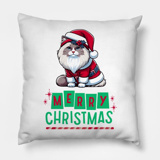 Merry Christmas Ragdoll Cat Pillow by Graceful Designs