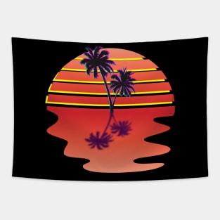 Dream Synthwave Inspired Palm Tree Sunset Design Tapestry