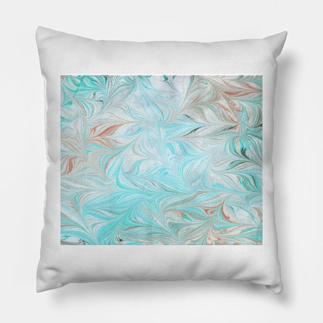 Marbled Paper Abstract Dusky Rose Pillow by MarbleCloud