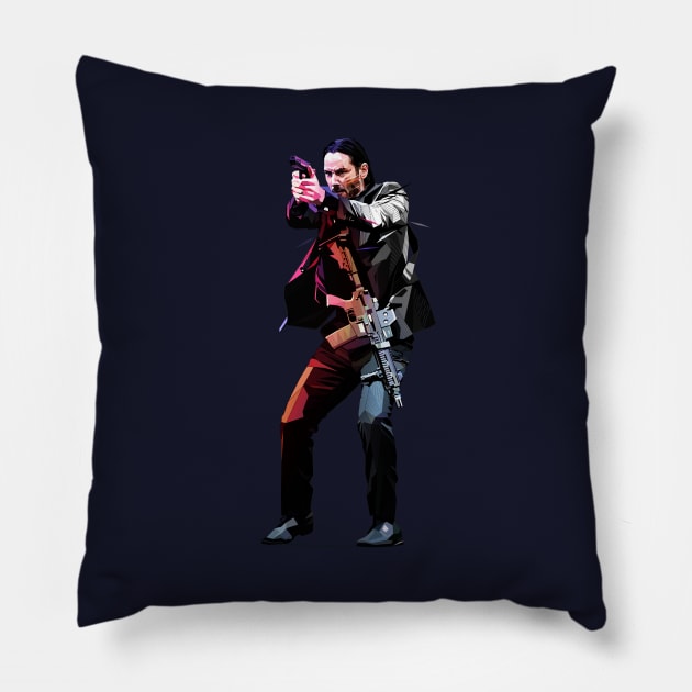 John Wick Low Poly Pillow by pxl_g