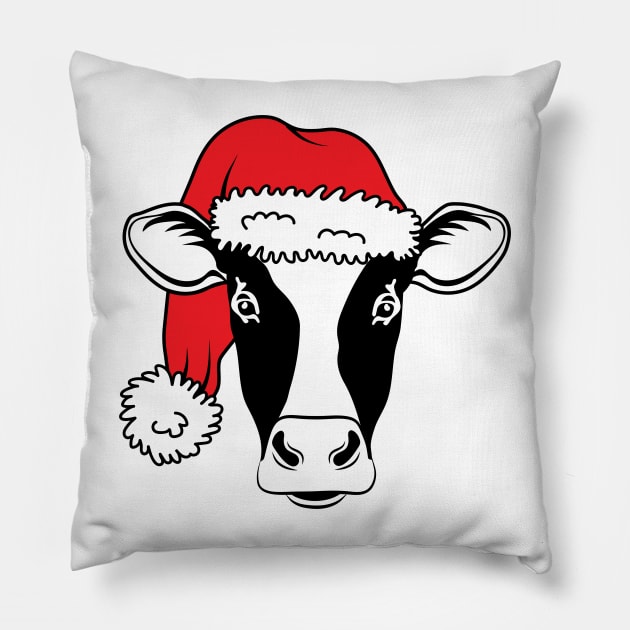 Cow Reindeer Hat Santa Christmas Lights Pillow by store anibar