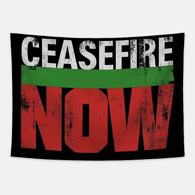Powerful Ceasefire Now Advocacy Graphic Tapestry by Retro Travel Design