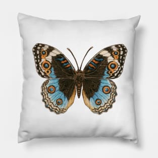 Blue Pansy Butterfly Pillow