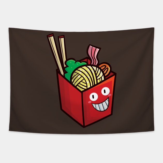 Cute udon noodle smiling Tapestry by Jocularity Art