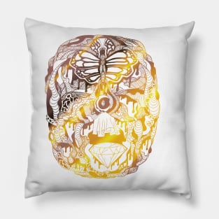 White Gold Metamorphosis Wave of Thoughts Pillow