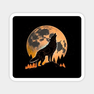 Howling Wolf At The Moon Night Wolf For Wolf Lovers And Moon Outdoors Addicts Magnet