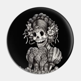 Girl skull in love day of the dead. Pin