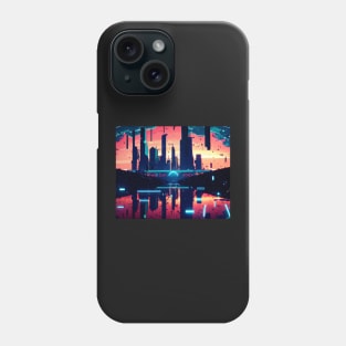 Funky synthwave city Phone Case