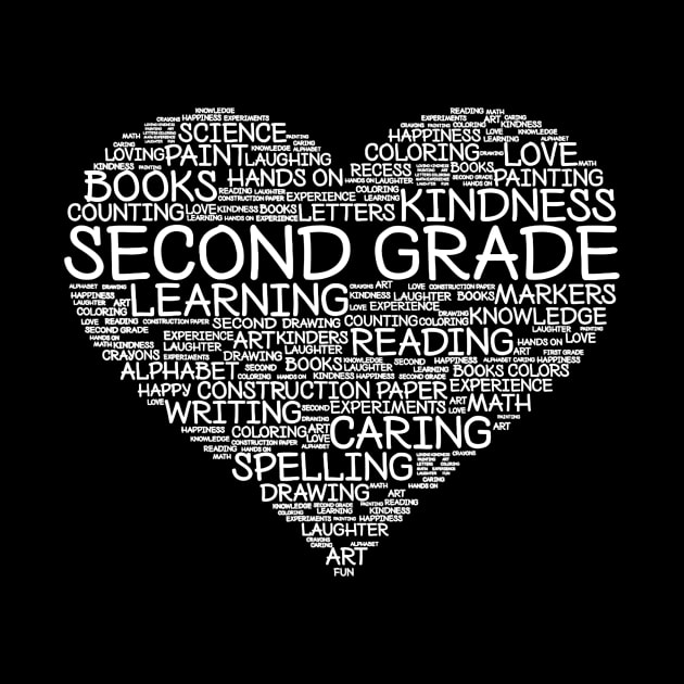Second Grade Word Heart T-Shirt 2nd Grade Student Teacher by Alita Dehan
