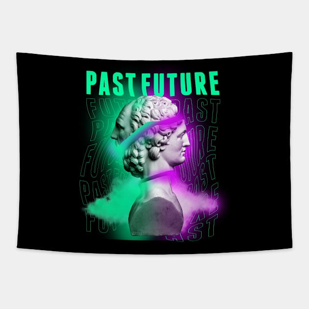 Janus Mythology Vaporwave Green and Purple Tapestry by gastaocared