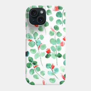 Blooming eucalyptus - watercolor leaves Phone Case