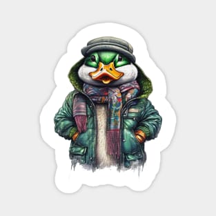 Duck wearing a jacket cap and a scarf Magnet