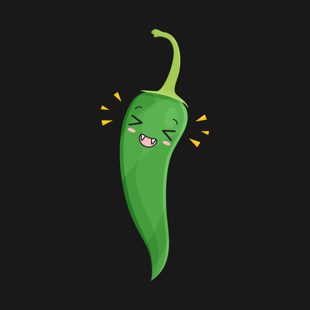 Jalapeno Cute Japanese Hot Pepper - Anime Style Kawaii Food by PerttyShirty