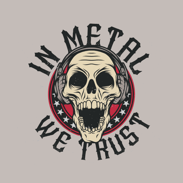 In Metal We Trust // Heavy Metal Skull with Headphones by SLAG_Creative