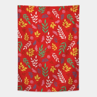 Pretty tiny leaves botanical pattern in red Tapestry