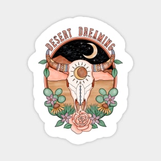 Desert Dreaming boho cow skull design Magnet