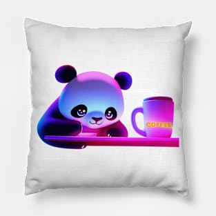 Panda drinking coffee Pillow