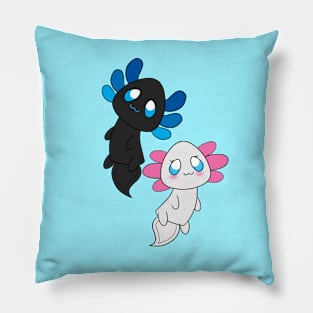 blue and pink axolotl Pillow