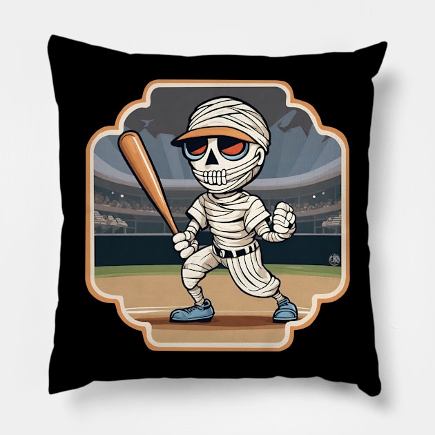 Mummy baseball player Pillow by Ilustradamus