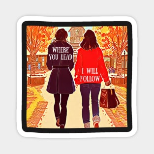 The Girls Walking in Autumn IV Magnet